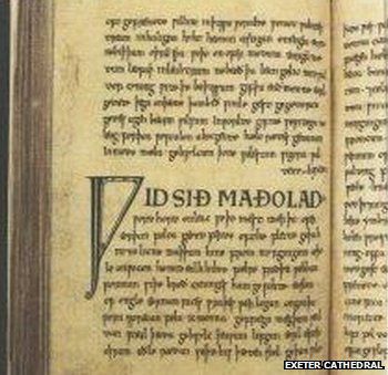 Anglo-Saxon Book in display at Exeter Cathedral