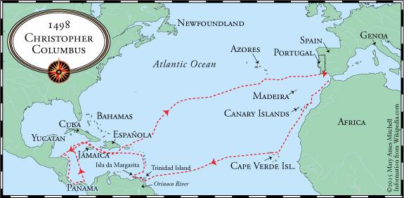 Christopher Columbus's third voyage route