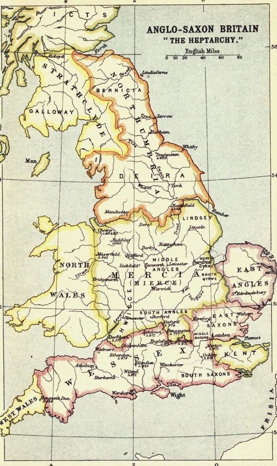 Anglo-Saxon Map-Heptarchy