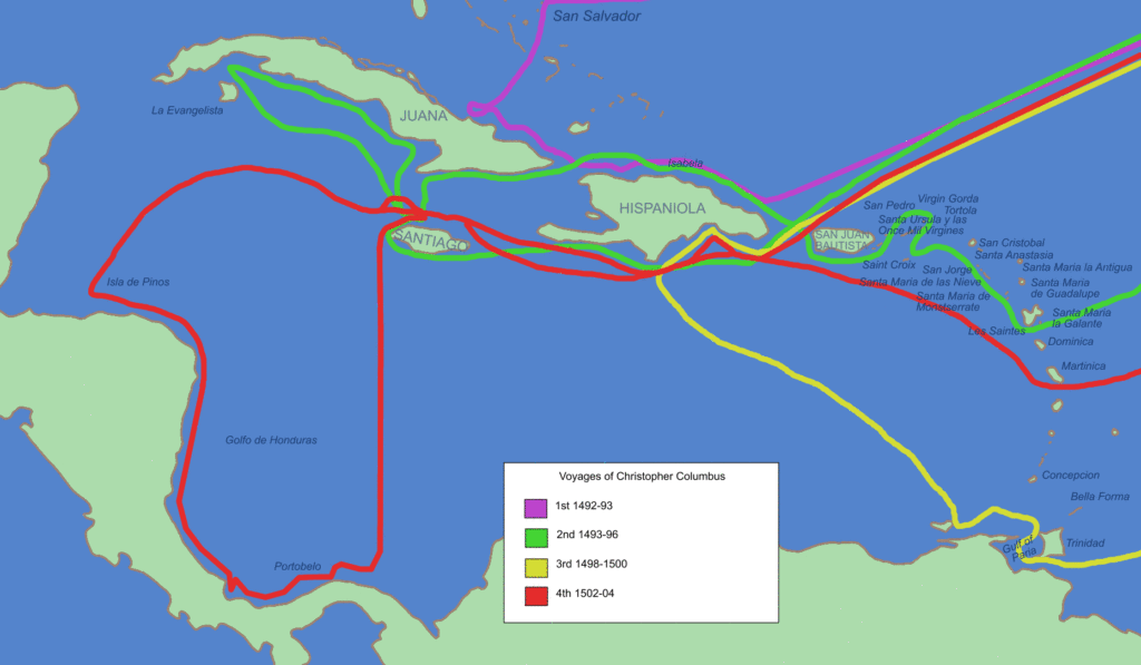 Routes of Christopher Columbus