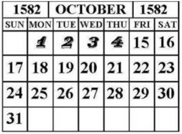 Gregorian Calendar Change in 1582