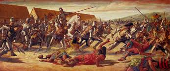 Spanish Conquistadors in Inca Battle