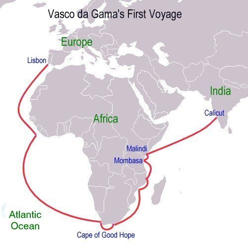 Vasco da Gama's route to India