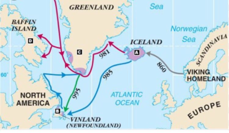 map of leif erikson's journey